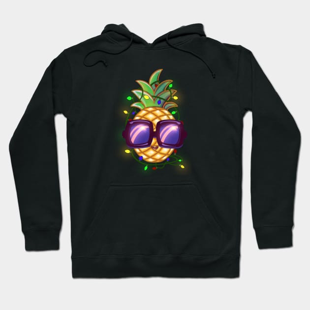 Christmas Lights Pineapple Hoodie by Purple Canvas Studio